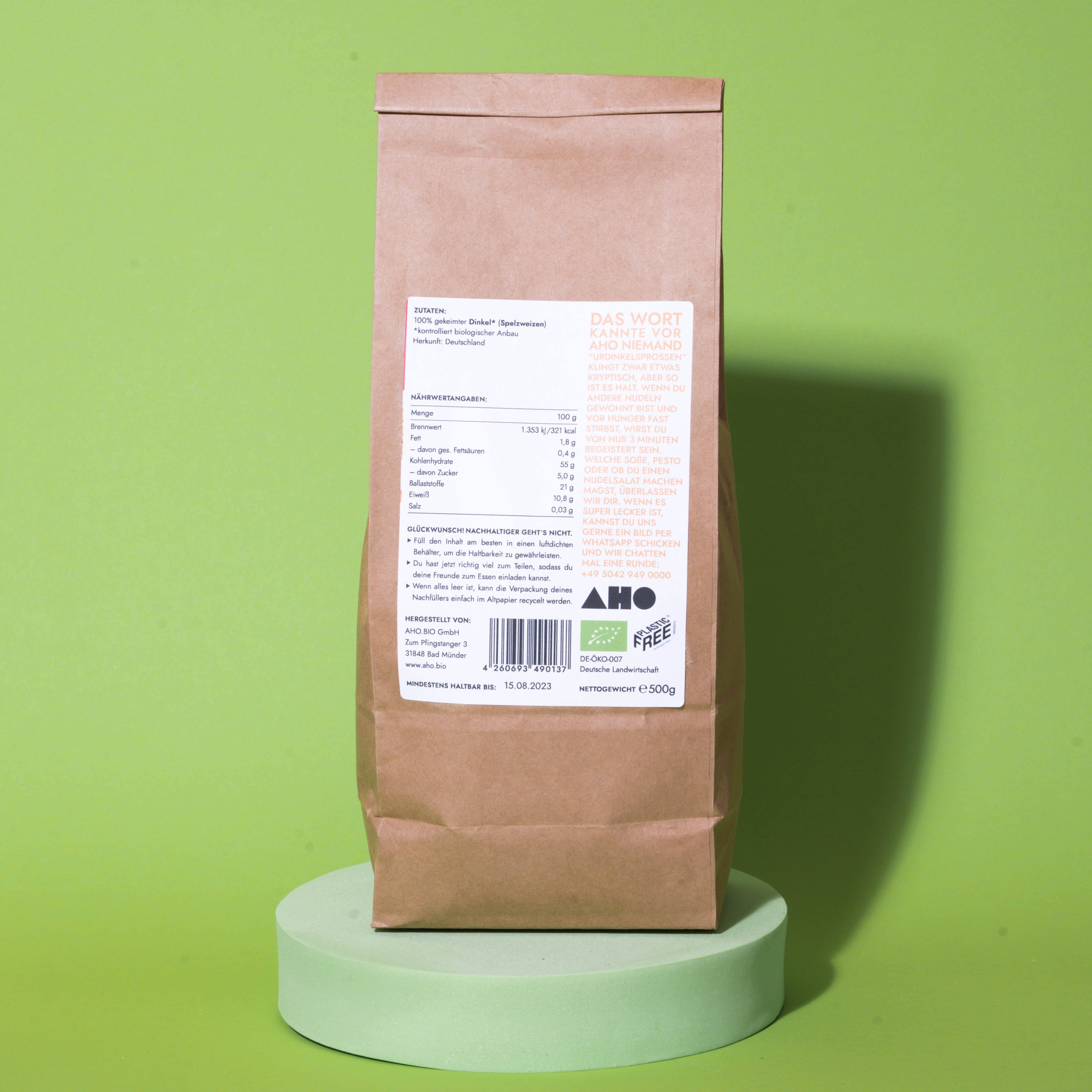 AHO Urdinkelsprossen Pasta 2.0 Raw Vegan Pasta AHO.BIO GmbH