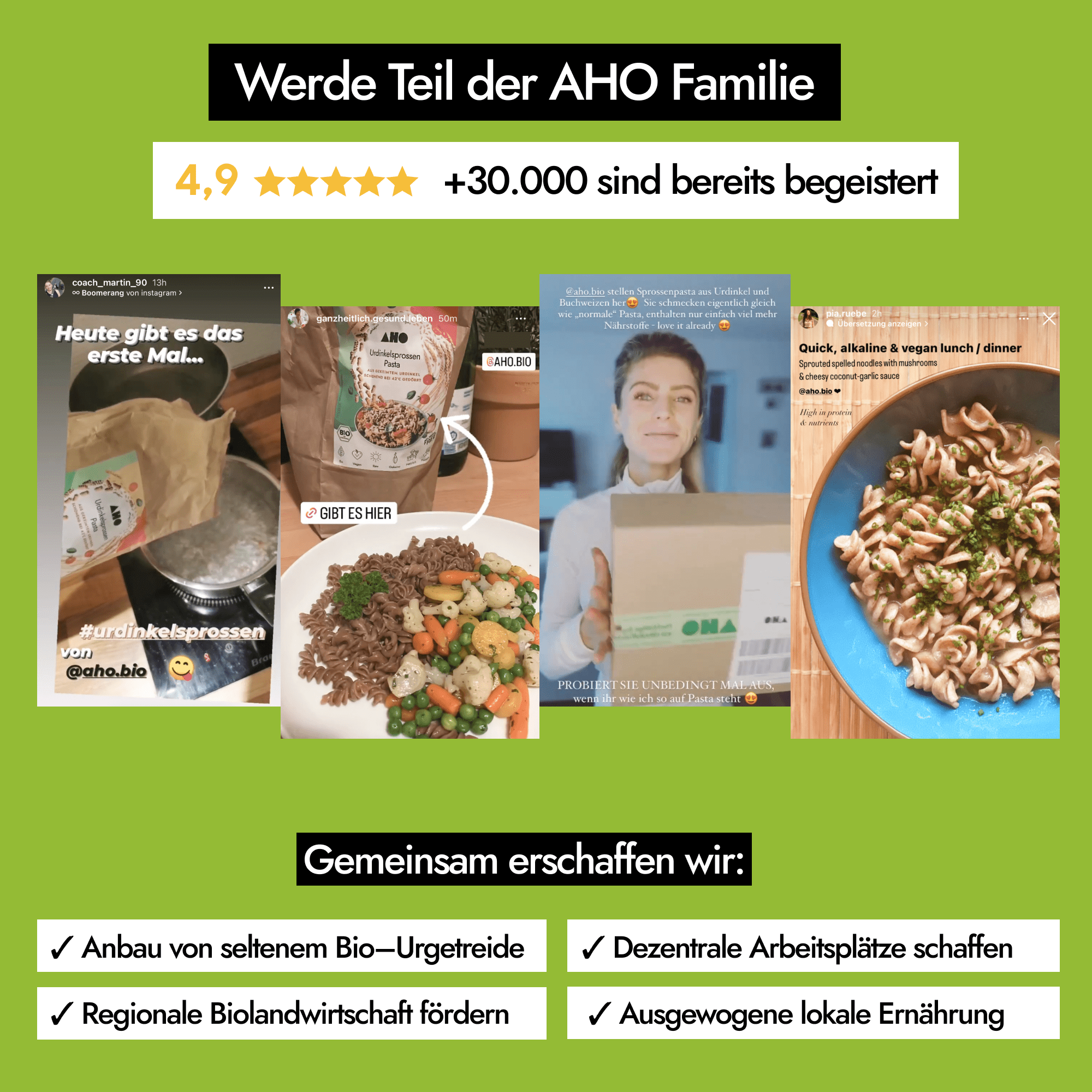 AHO Urdinkelsprossen Pasta Raw Vegan Pasta AHO.BIO GmbH