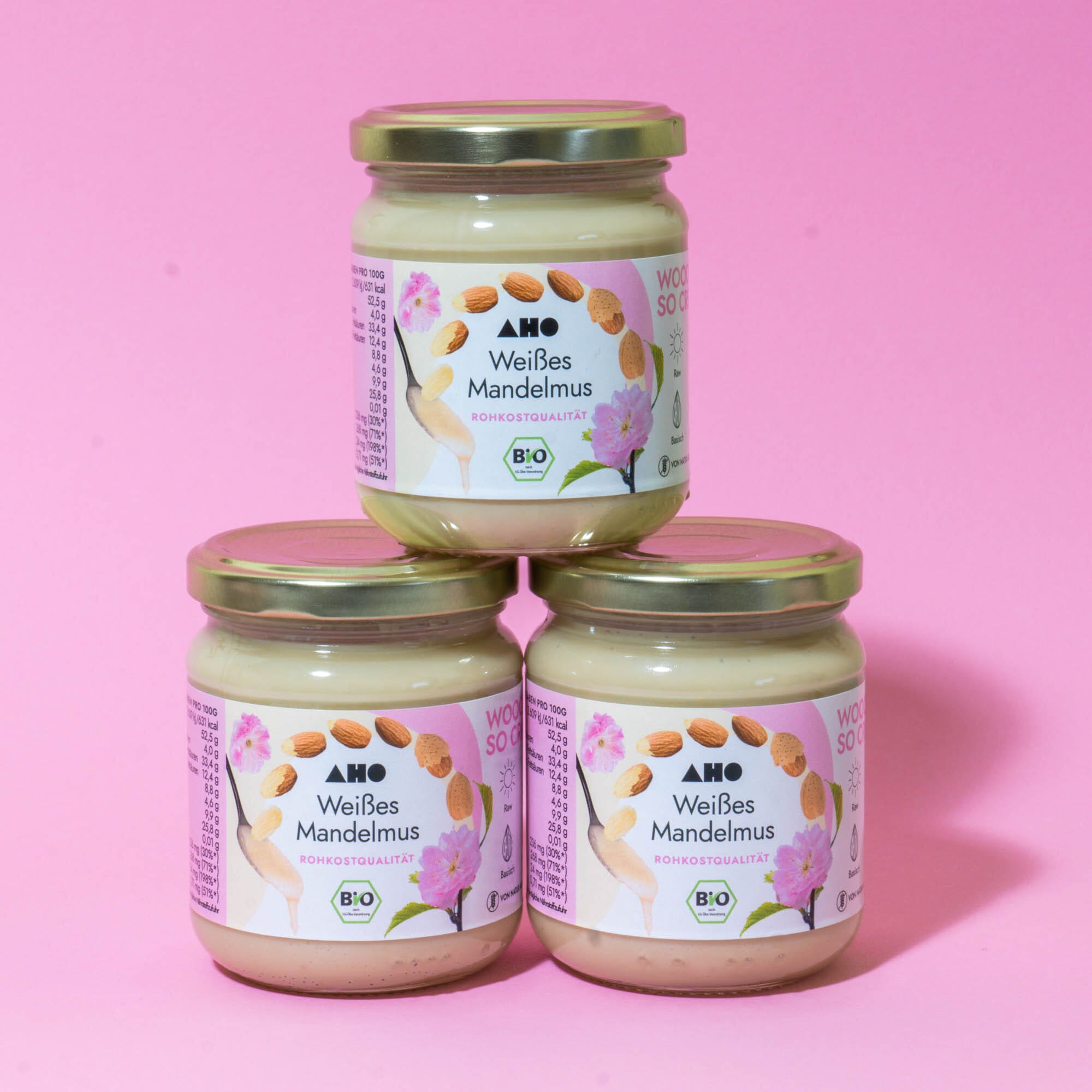 AHO Weißes Mandelmus Nüsse AHO.BIO GmbH 600g (3 Gläser á 200g)
