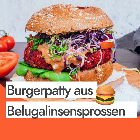 Burgerpatty aus Belugalinsensprossen