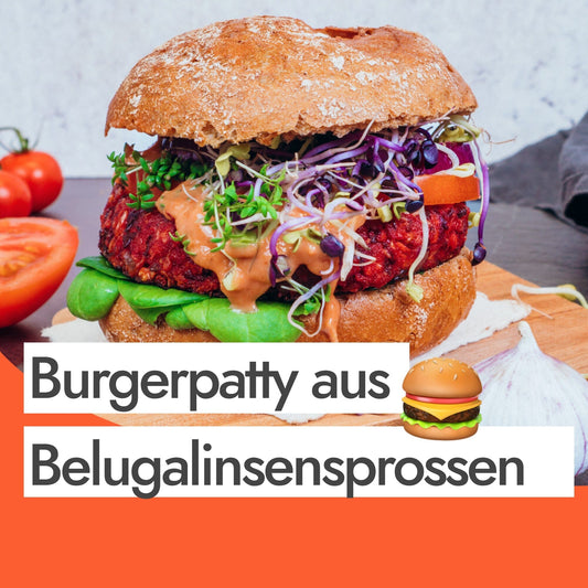 Burgerpatty aus Belugalinsensprossen