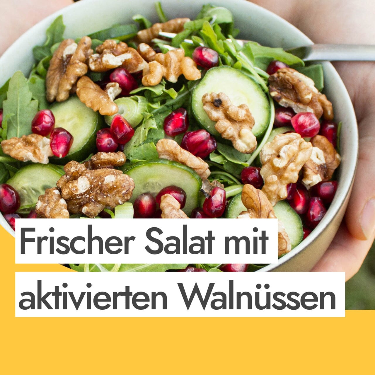 Frischer Granatapfel Rucola Salat mit aktivierten Walnüssen