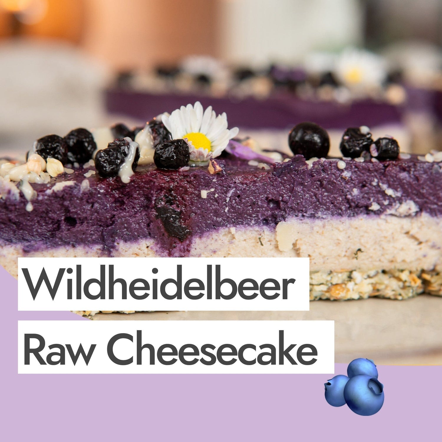 Wildheidelbeer Raw Cheesecake – Veganer Rohkost-Käsekuchen