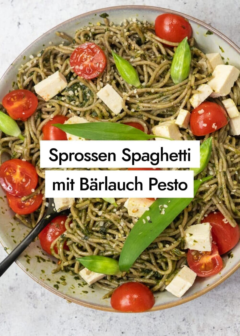 Sprossen Spaghetti mit wildem Bärlauch Pesto