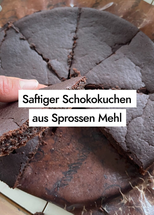 Saftiger Schokokuchen ohne Zucker mit Sprossen Mehl