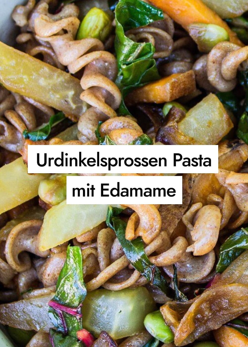 Vollwertige Edamame Urdinkelsprossen Pasta Bowl
