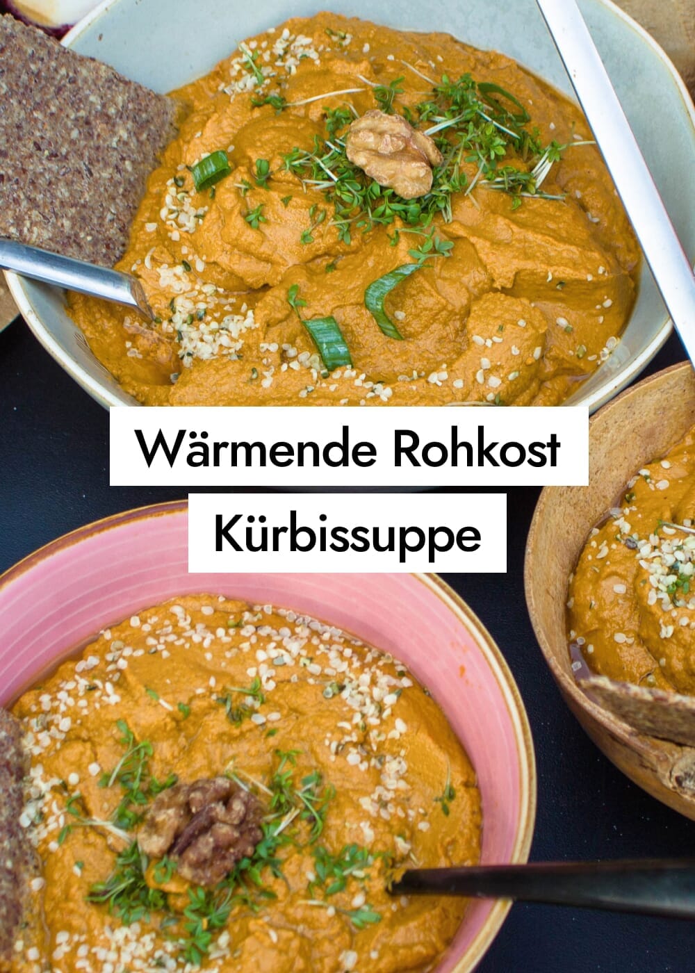 Wärmende Kürbis-Rohkostsuppe mit Sprossen