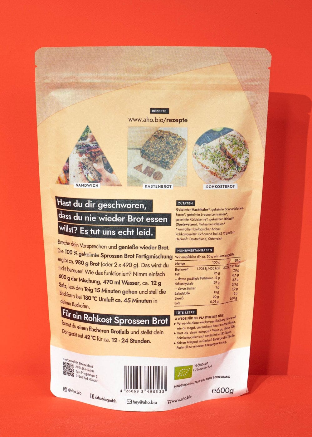 AHO Sprossen Brot Backmischung Getreide AHO.BIO GmbH 