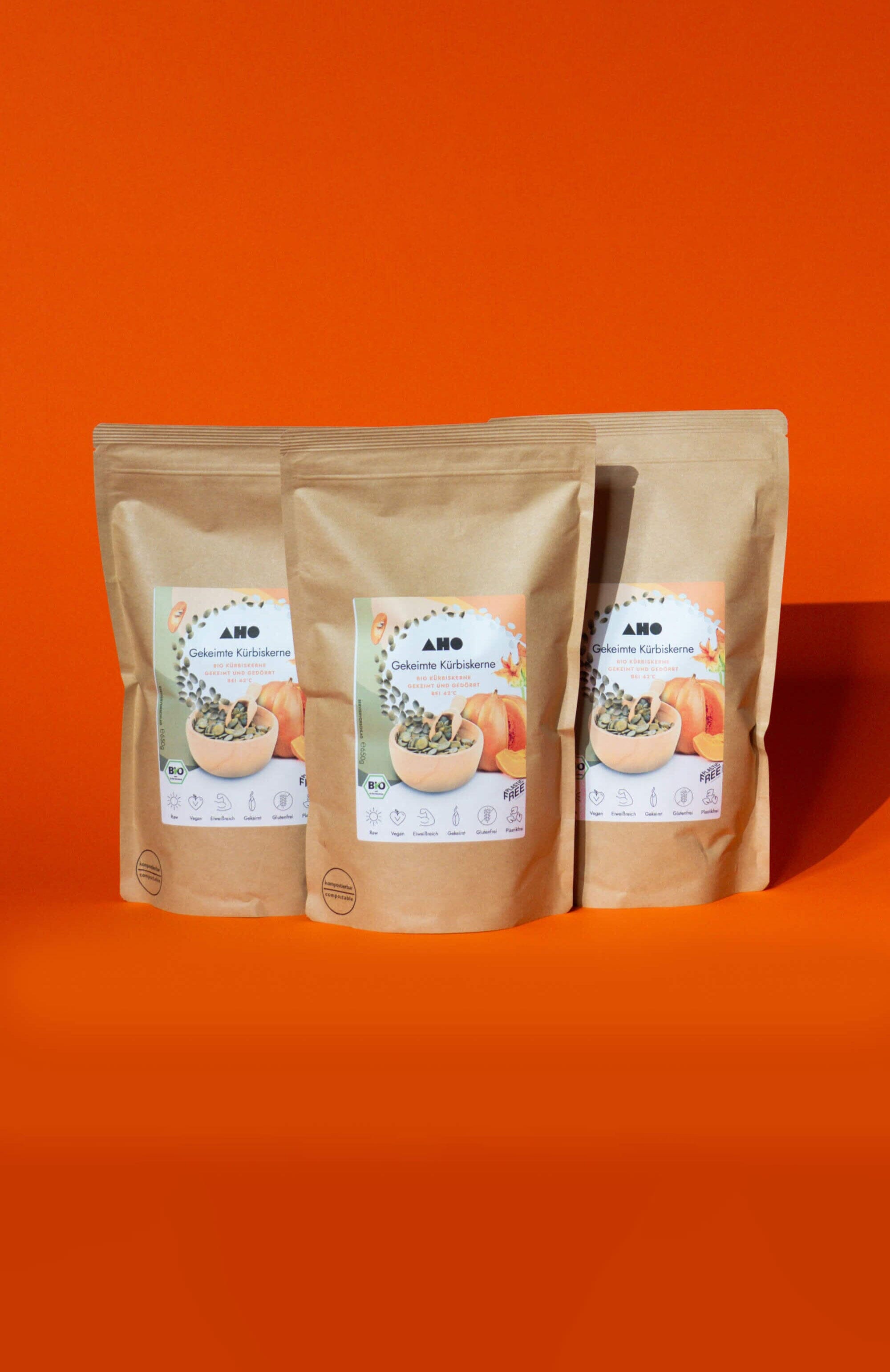 AHO Gekeimte Kürbiskerne Ölsaaten AHO.BIO GmbH 1,95kg (3 Tüten) 