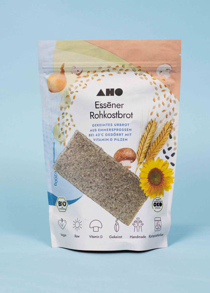 AHO Essēner Rohkostbrot Raw Vegan Cracker AHO.BIO GmbH 200g Tüte 