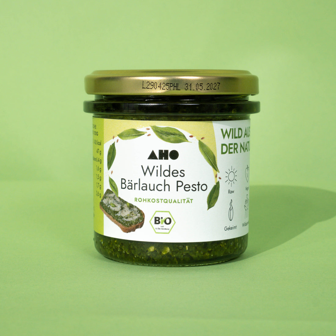 AHO Wildes Bärlauch Pesto Nüsse AHO.BIO GmbH 140g Glas 