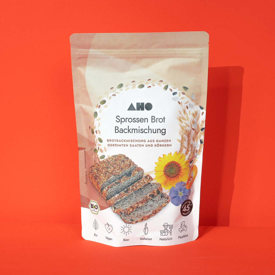 AHO Sprossen Brot Backmischung Getreide AHO.BIO GmbH 600g Tüte 