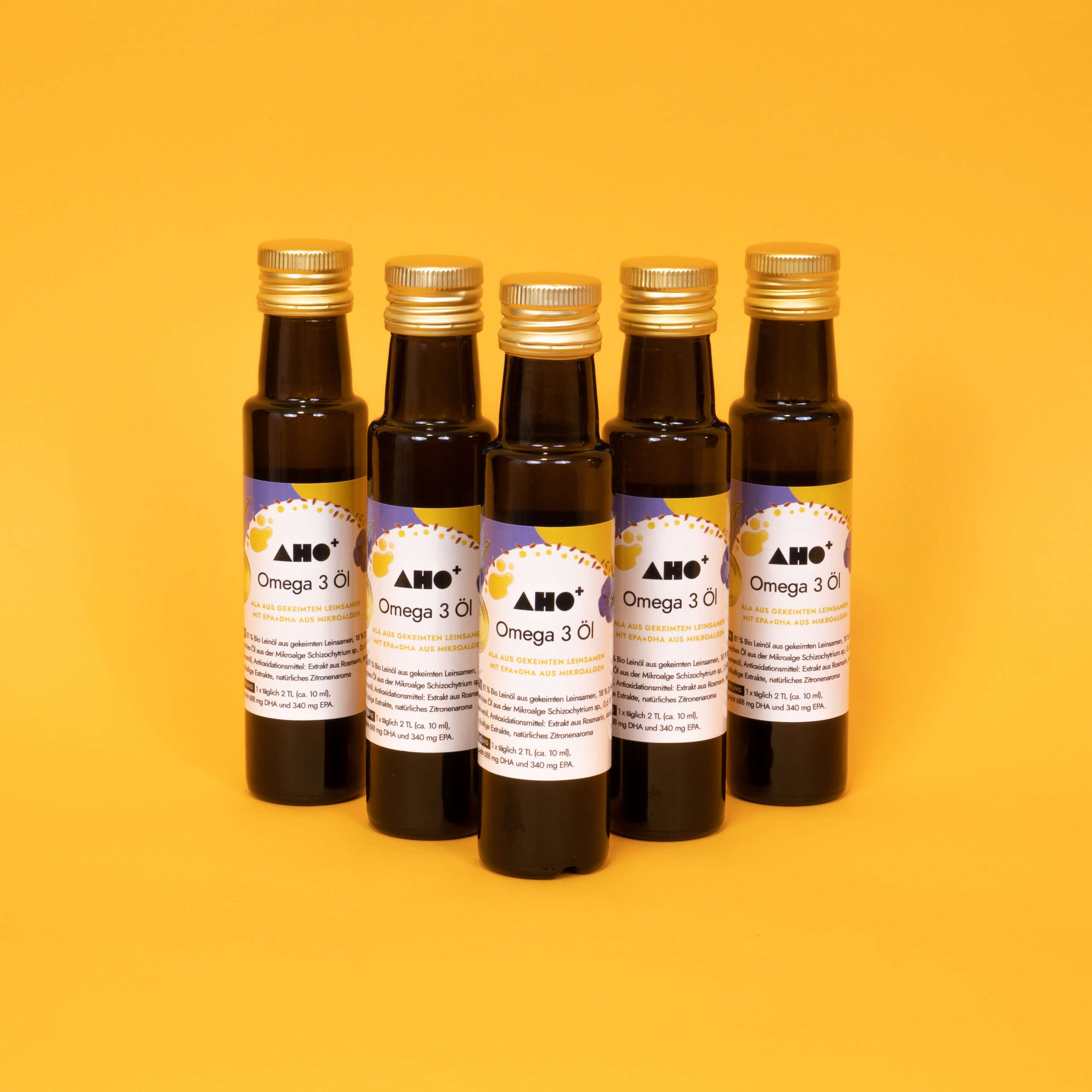 AHO Omega 3 Öl Nahrungsergänzung AHO.BIO GmbH 500ml (5 Flaschen) 