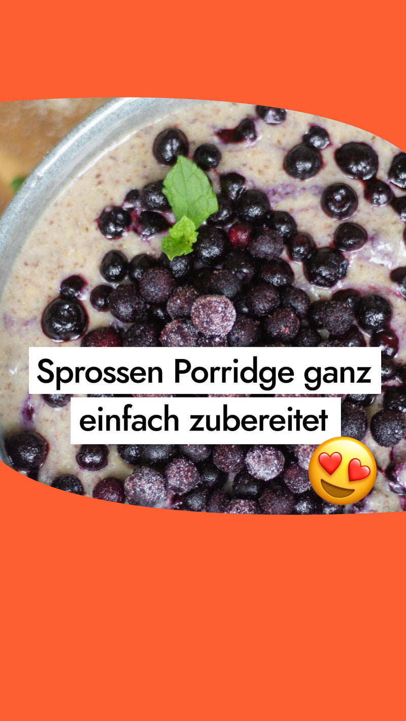 Sprossen Porridge mit Wildheidelbeeren