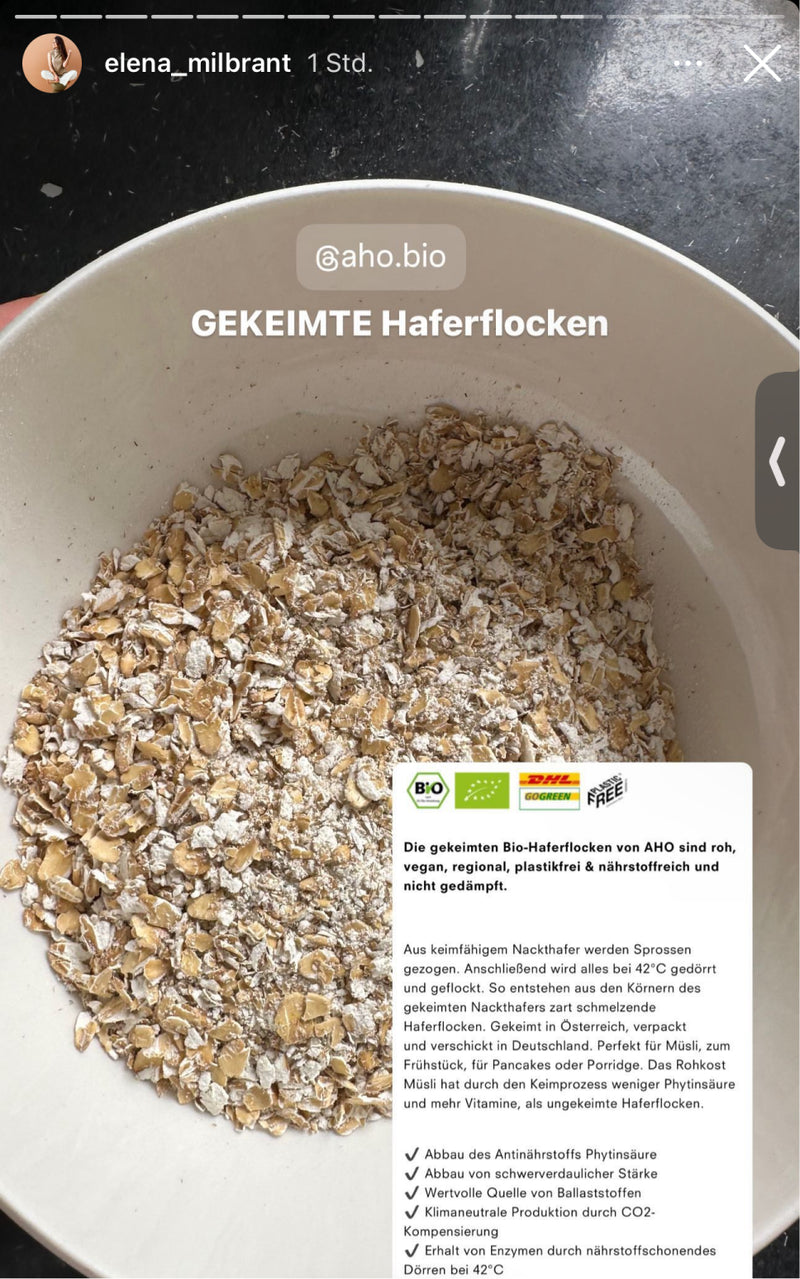 Gekeimte Haferflocken in der Schale