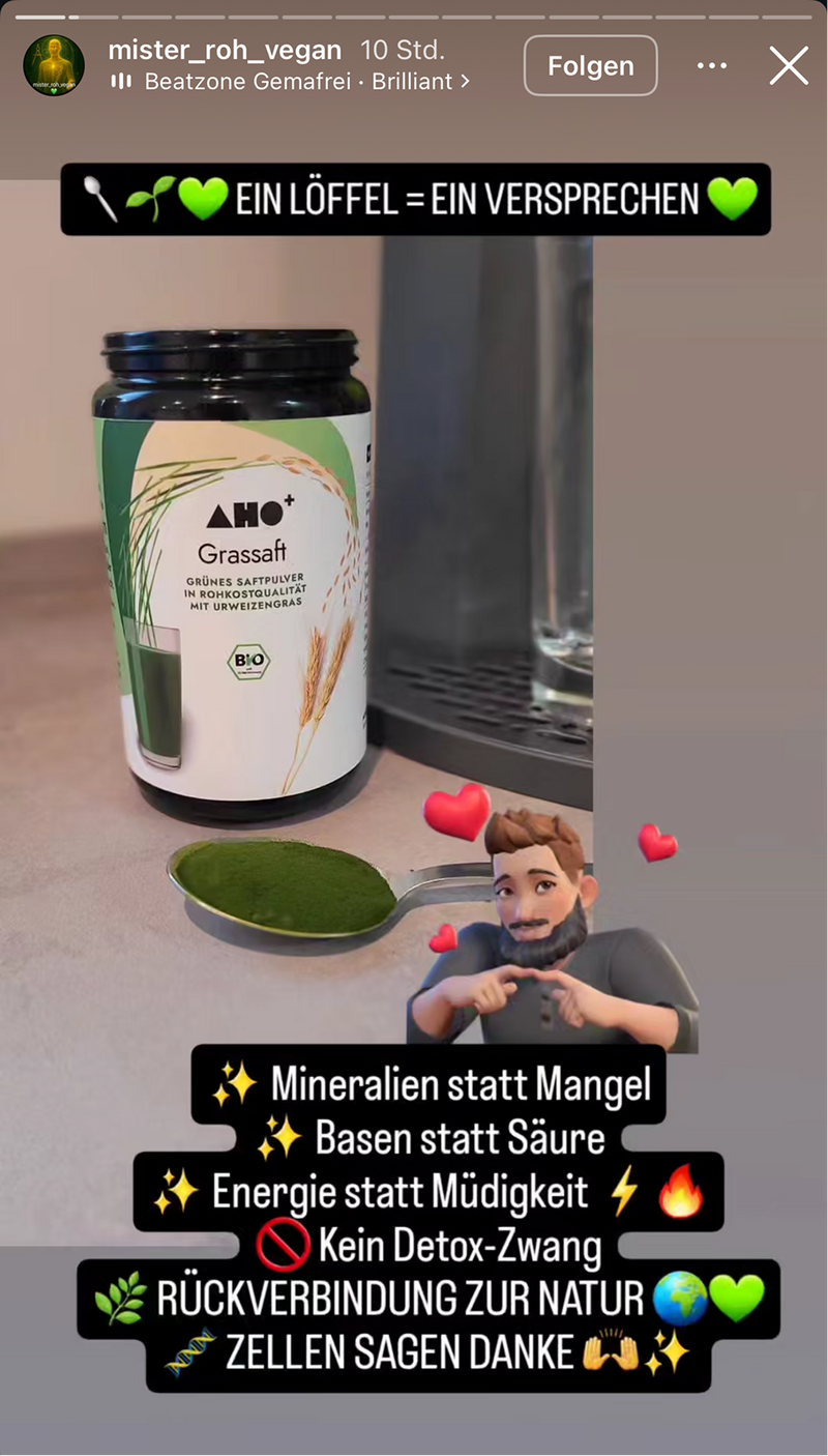 UGC AHO Grassaft Zellen sagen Danke
