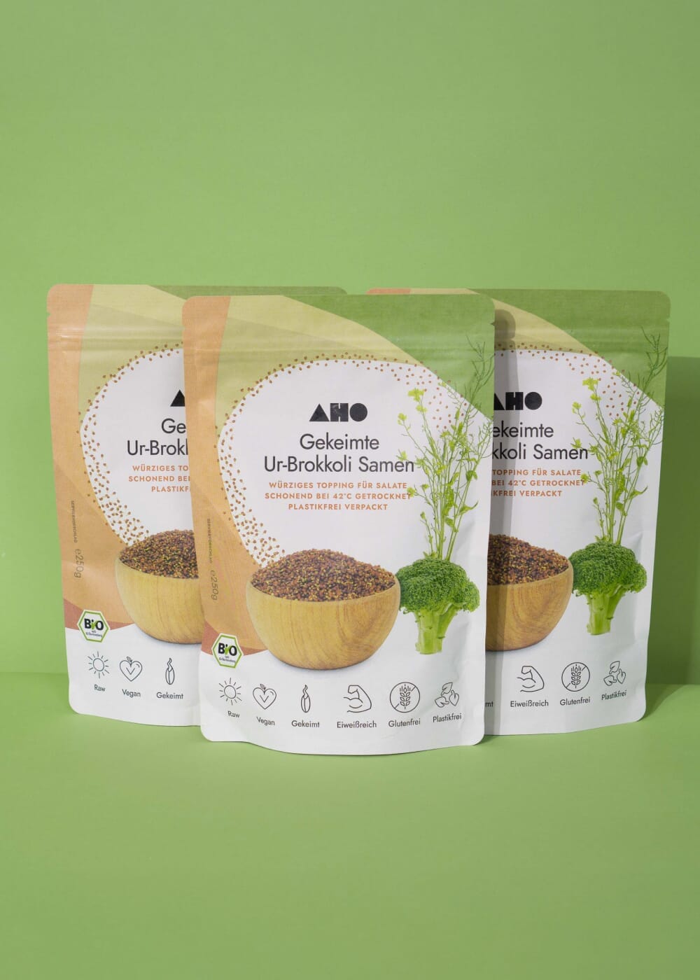 AHO Gekeimte Ur-Brokkoli Samen Ölsaaten AHO.BIO GmbH 750g (3 Tüten) 
