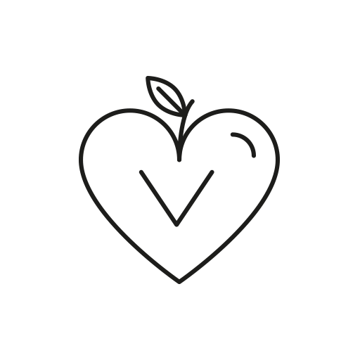 Apfel in Herzform als Symbol: vegan