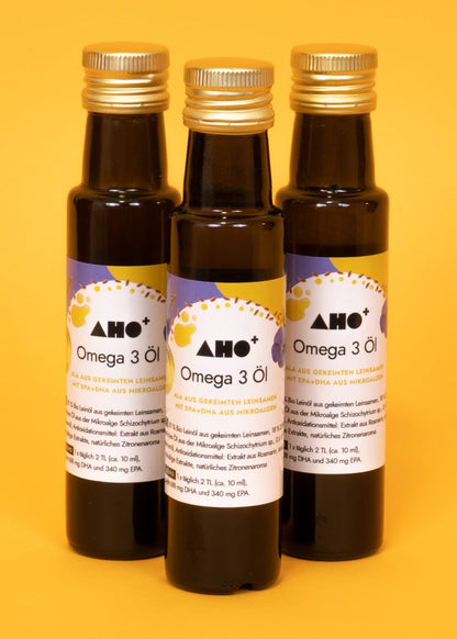 AHO Omega 3 Öl Nahrungsergänzung AHO.BIO GmbH 300ml (3 Flaschen) 