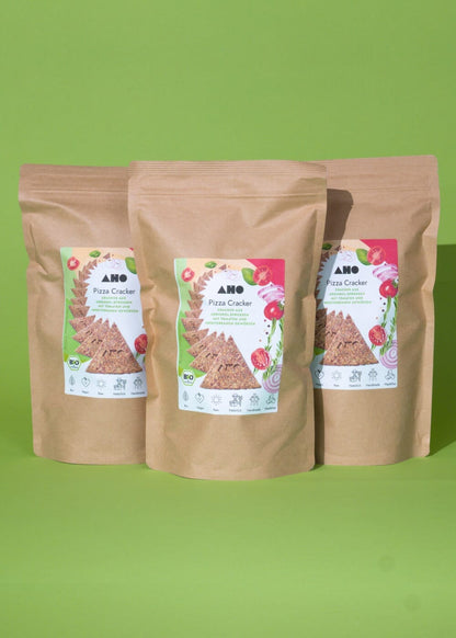 AHO Pizza Cracker 2.0 Raw Vegan Cracker AHO.BIO GmbH 1,2kg (3 Riesentüten) 