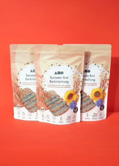 AHO Sprossen Brot Backmischung Getreide AHO.BIO GmbH 1,8kg (3 Tüten) 