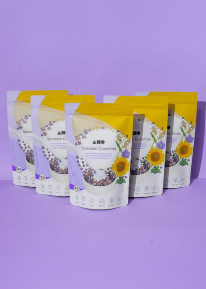 AHO Sprossen Crunchies Raw Vegan Granola AHO.BIO GmbH 2kg (5 Tüten) 