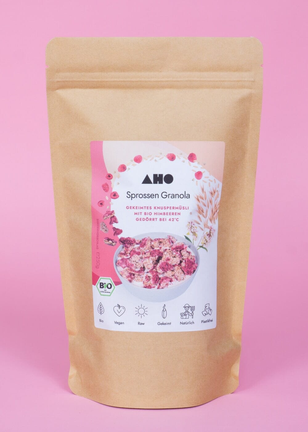 AHO Sprossen Granola Raw Vegan Granola AHO.BIO GmbH 250g Tüte 