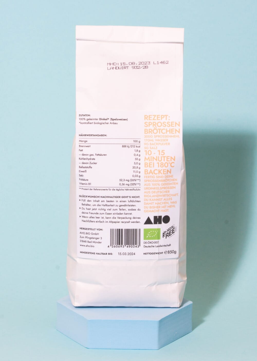 AHO Sprossen Mehl Raw Vegan Pasta AHO.BIO GmbH 
