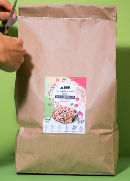 AHO Urdinkelsprossen Pasta Raw Vegan Pasta AHO.BIO GmbH 2kg Nachfüller 