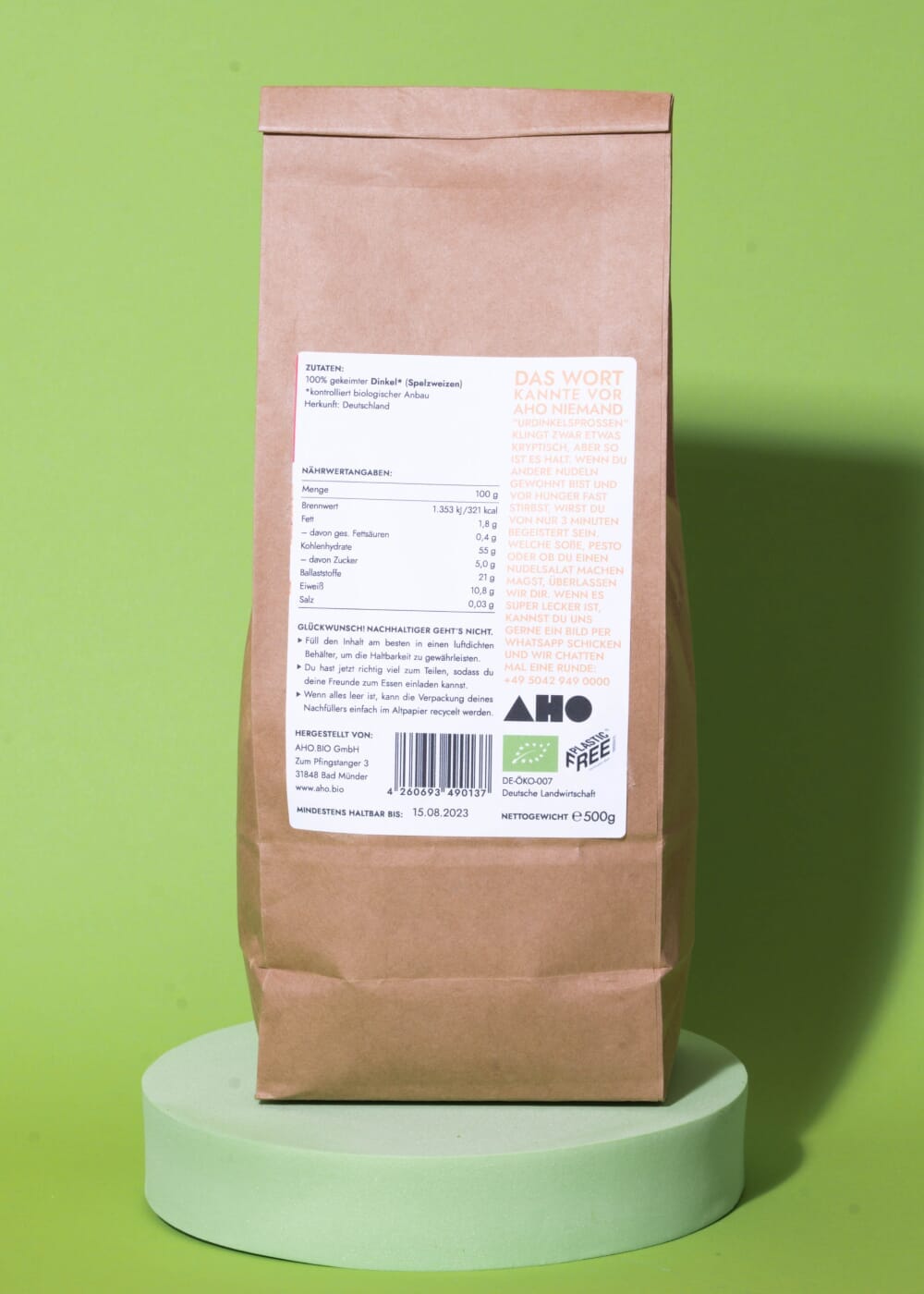 AHO Urdinkelsprossen Pasta Raw Vegan Pasta AHO.BIO GmbH 