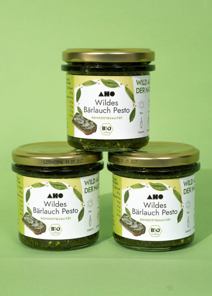 AHO Wildes Bärlauch Pesto Nüsse AHO.BIO GmbH 420g (3 Gläser) 